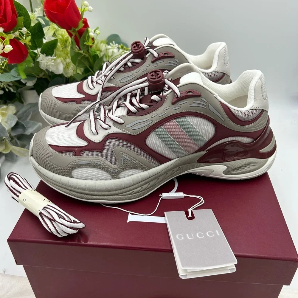 Men's Gucci 2.0 sneakers in white/gray/burgundy size 9 made in Italy